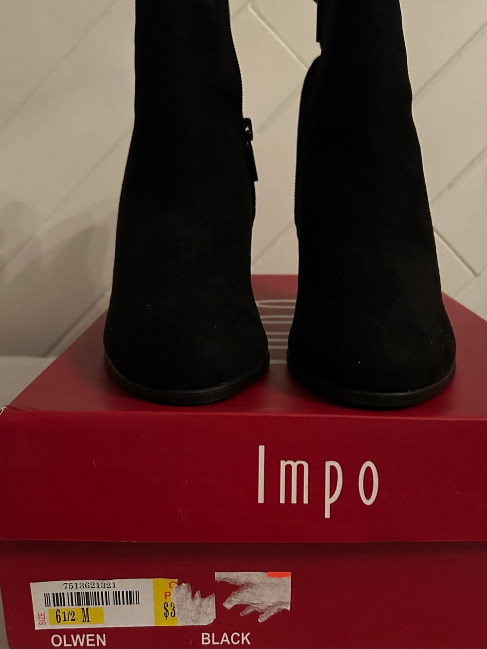 Impo Black Suede Ankle Booties with Side Zip